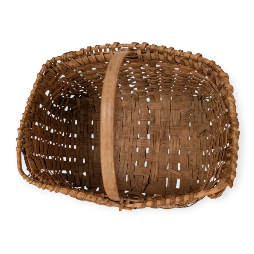 ANTIQUE Woven Americana Basket Farmhouse Storage Vintage 1920